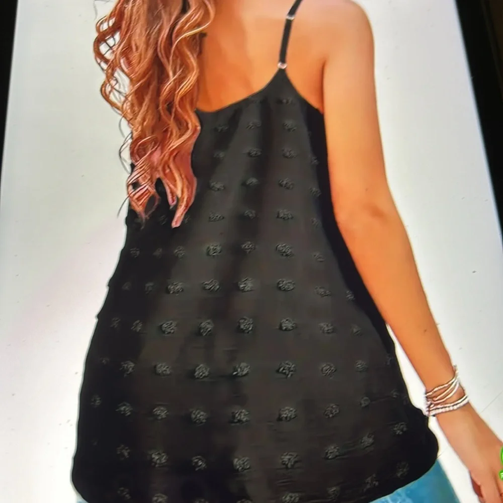 Black Textured Dot Cami Top - NWOT - Picture 2 of 2